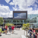 The plateglass exterior of the remodelled senior school of Notting Hill and Ealing High School for Girls
