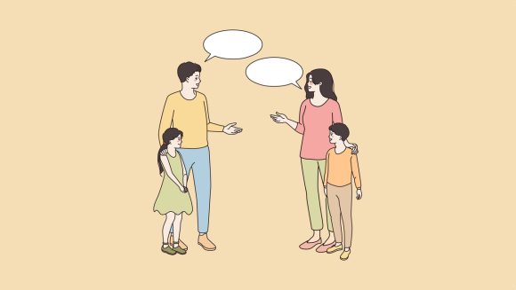 One family talking to another family