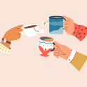Hands holding cups of tea