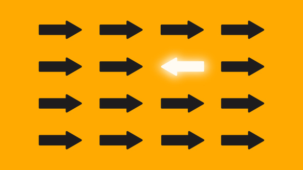 Arrows going in the same direction apart from one