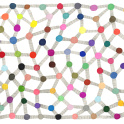 Decorative abstract background pattern of multi coloured dot to dot