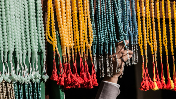 Prayer beads hanging in Al Janadriyah, Riyadh, Saudi Arabia