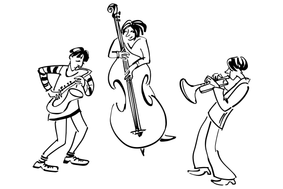 Adults playing some musical instruments