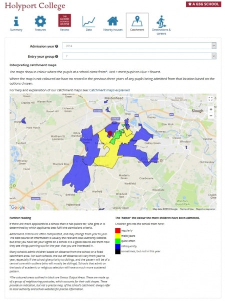 Catchment maps explained  The Good Schools Guide